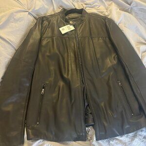 Michael Kors Genuine Leather Jacket, XXL, Never Worn – Chocolate Brown